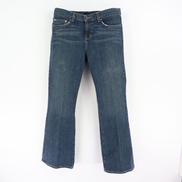 Calvin Klein Jean Slight Flare Mid Rise Womens Size 10 Blue‎ Slightly Distressed - Picture 1 of 6